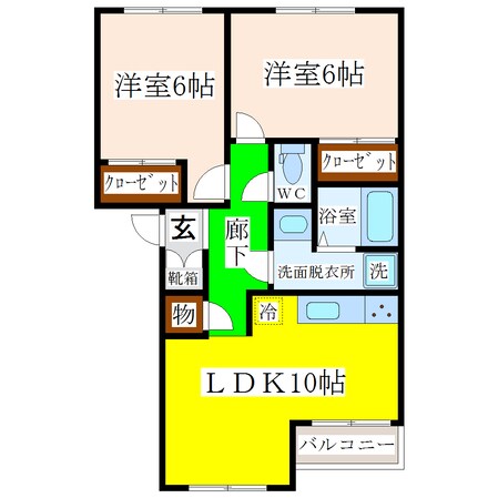 羽犬塚駅 徒歩72分 2階の物件間取画像